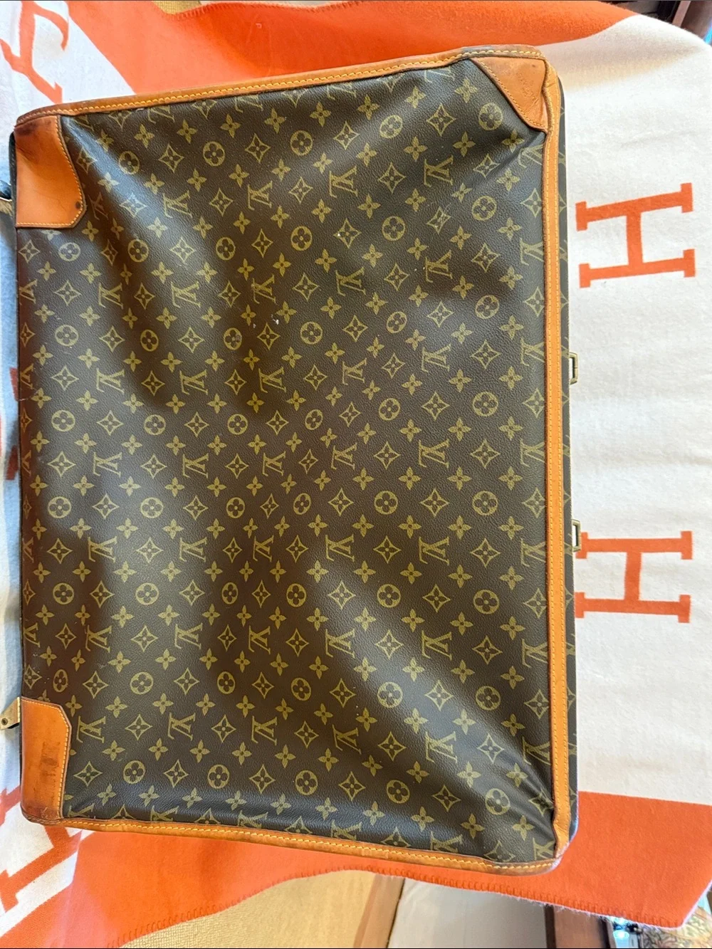 Louis Vuitton Monogram Canvas Suitcase with Tan Trim, Look at Photos